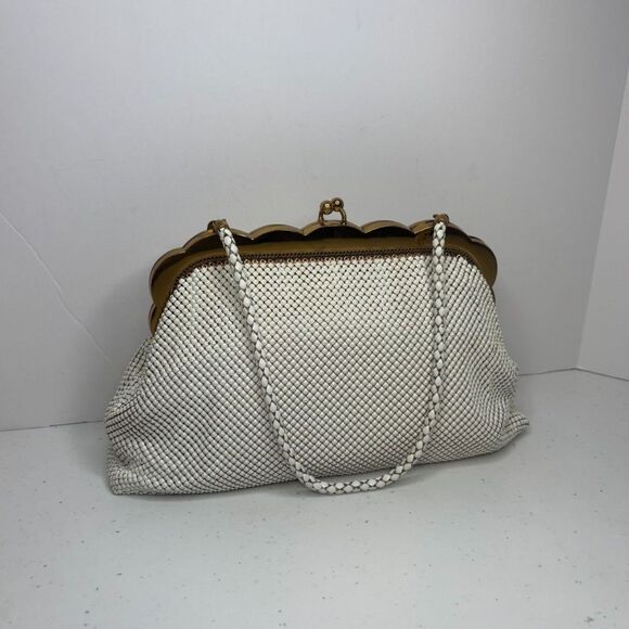 Whiting & Davis Vintage Ivory Mesh Evening Handbag Designer - Picture 3 of 10